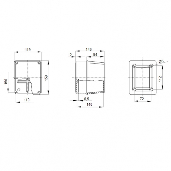 Gewiss Außenkasten mit hohem Deckel IP56 150x110x140 GW44216