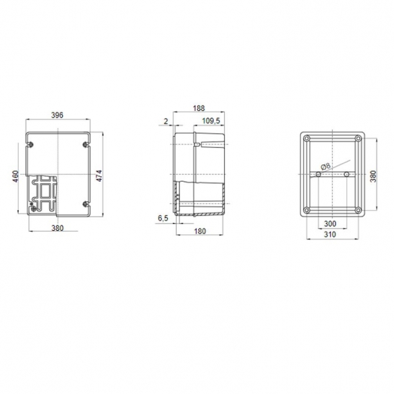 Gewiss Außenbox mit hohem Deckel IP56 460x380x180 GW44221