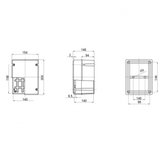 Gewiss Außenbox mit hohem Deckel IP56 190x140x140 GW44417