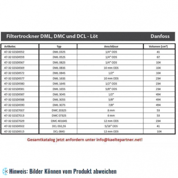 Filtertrockner Danfoss DML 083S, 10 mm ODS, Lötanschlüsse