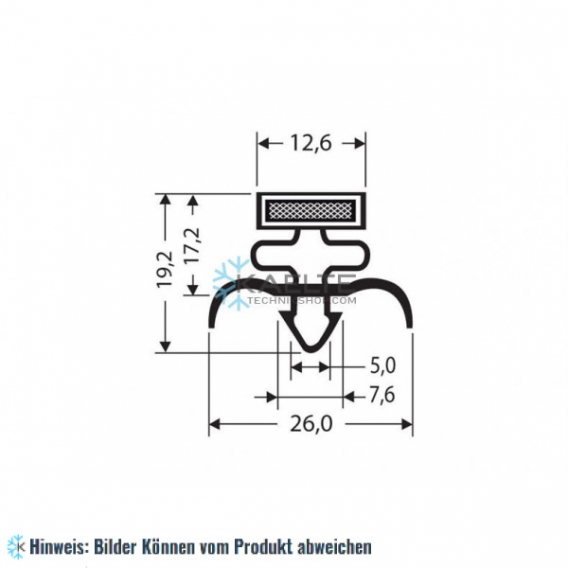 Eindrückprofil PVC weiß L ＝ 2,55 m mit Magnet M18