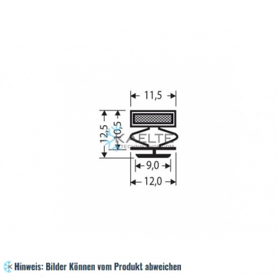 Eindrückprofil PVC grau L ＝ 2,55 m mit Magnet M18