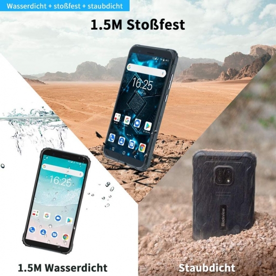 Blackview BV4900 Pro Outdoor Smartphone ohne Vertrag e (4GB RAM, 64GB Speicher, Android 10, 13MP+5MP Kamera, 5580mAh, 5.7 Zoll H