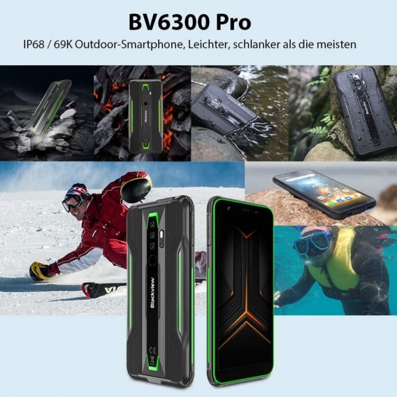 Blackview BV6300 Pro Handys, Robustes Smartphone Helio P70 6GB + 128GB 4380 mAh Android 10.0 NFC IP68 Wasserdicht Handy (Grün)