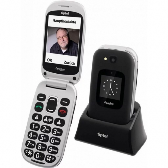 Tiptel Ergophone 6420 black Klapphandy 2,8 Zoll Großtastentelefon Seniorenhandy