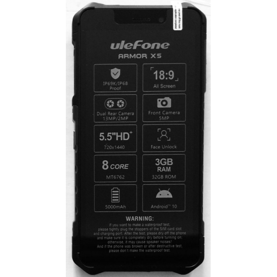 Outdoor Ulefone Armor X5 schwarz NFC IP68 IP69K 5000 mAh 3GB RAM 32GB ROM 5,5 Zoll Dual Kamera 13+2 MP