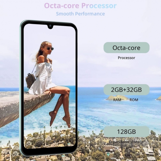 4G Smartphone ohne Vertrag , OSCAL C20 Pro 32GB 6.088" HD+ Dot Drop Display Android 11 Go AI Face Unlock 8MP Kamera mit 128GB er