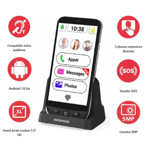 Smartphone G50 Swissvoice : Seniorenhandy 4G  mit SOS-Taste