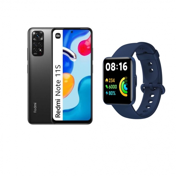 Xiaomi Redmi Note 11S 5G  Smartphone 4GB/64GB Handys Schwarz mit xiaomi Smartwatches 2 Lite Blau