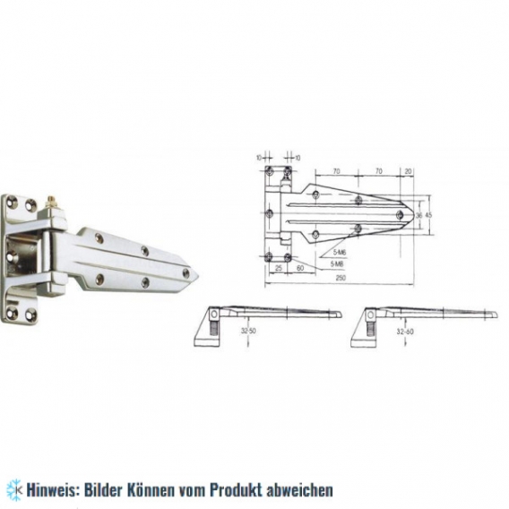 Scharnier für Kühlraumtür, metall, universell