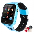 Topchances Kinder Spiel Smartwatch Telefon mit Musikspieler SOS Spiele Kamera Rechner Wecker Touchscreen Voice Chat(mit/ 1G SD C