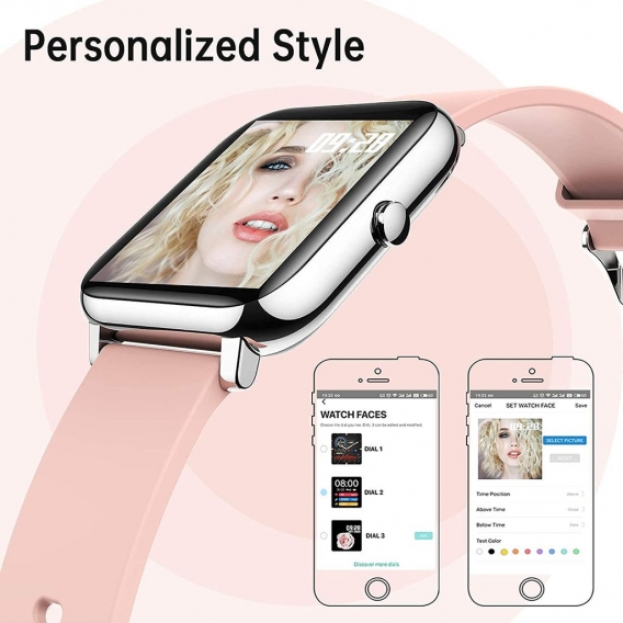 Smartwatch, 1.4 Zoll Touch-Farbdisplay Smart Watch mit Pulsmesser Schlafmonitor, Fitness Tracker mit Schrittzähler für Damen