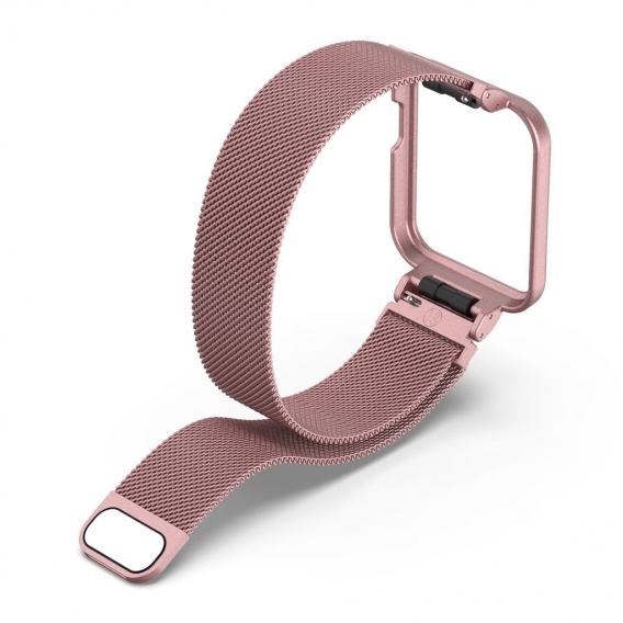 Milanese Wristwatch Watch Strap Armband Mesh Loop mit Rahmen für Mi Watch Lite/ Redmi Watch 1 Armbanduhr（Rose Pink）