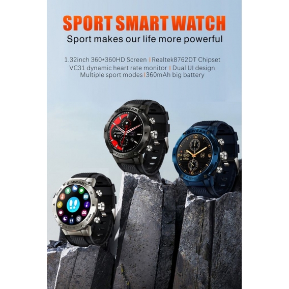 Smart Watch 1,32 '' Sports Tracker Super Long Standby Mehrere Sportmodi für Android iPhones Blau