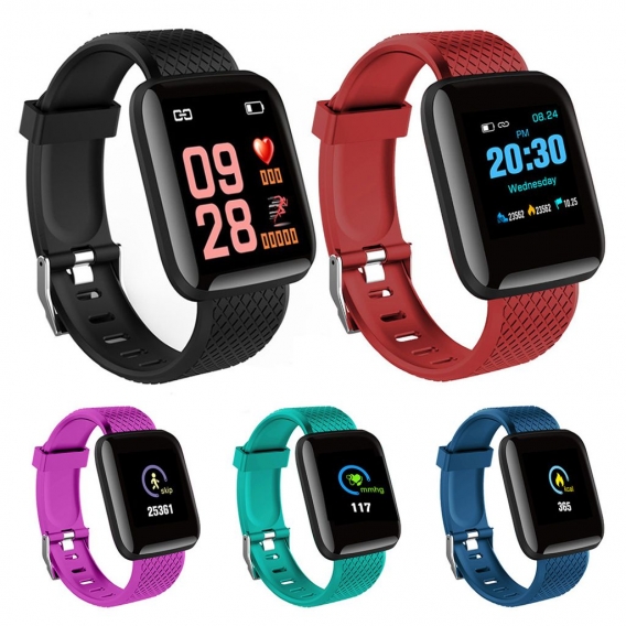 1,3-Zoll-Bildschirm Herzfrequenzmesser Schrittzähler Sport Smart Bracelet für Android iOS-Schwarz