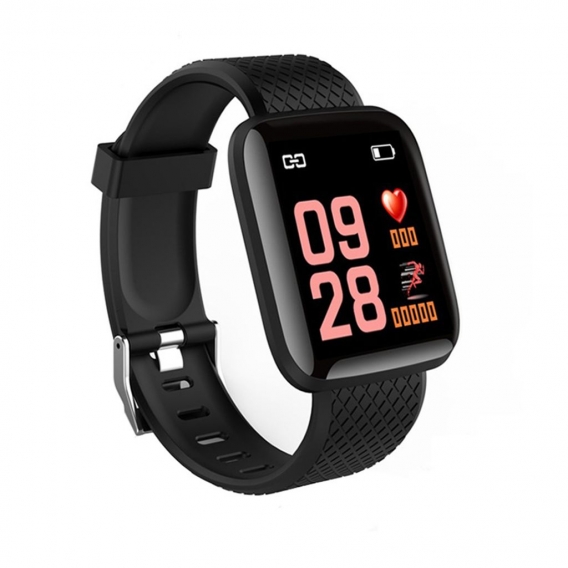 1,3-Zoll-Bildschirm Herzfrequenzmesser Schrittzähler Sport Smart Bracelet für Android iOS-Schwarz