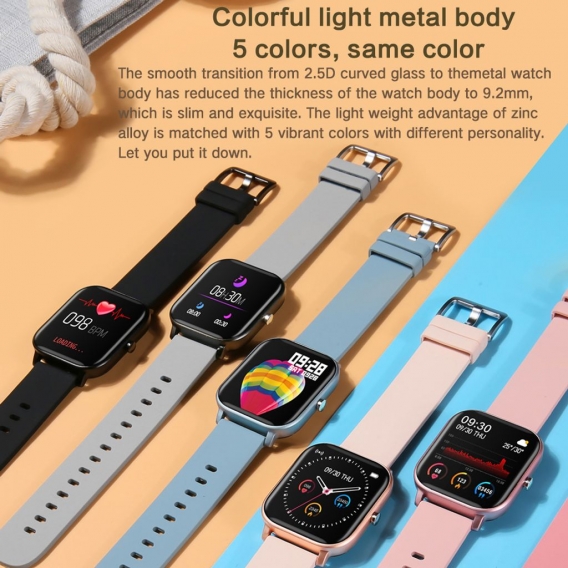 P8 1,4-Zoll-Farbbildschirm Smart Watch, BT, IP67 Wasserdicht, Blutdruck-Herzfrequenzmessung mit Kieselgel-Armband, Farbe: Dunkel