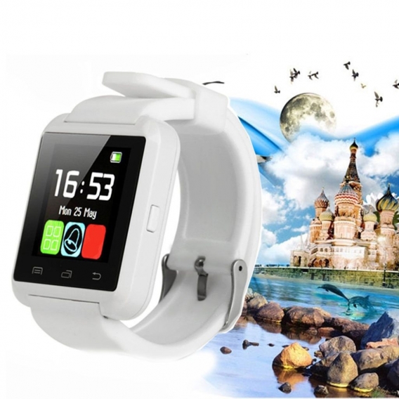 U8 Bluetooth Anruf Schlaf Monitor Höhenmesser Schrittzähler Smart Watch für Android iOS Weiß