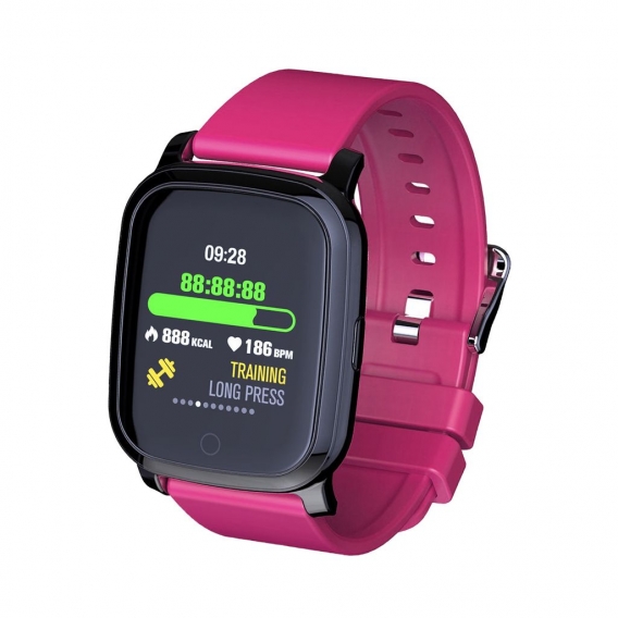 Fitnesstracker, Smartwatch mit Körpertemperaturmessung, Silikonarmband – Rosa