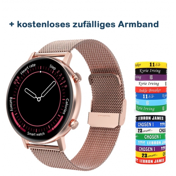 Zodight DT96 Smart Watch 360 * 360 Auflösung Full Touch BT5.0 IP67 Wasserdichte Herzfrequenzüberwachung für Android IOS Gold Sta