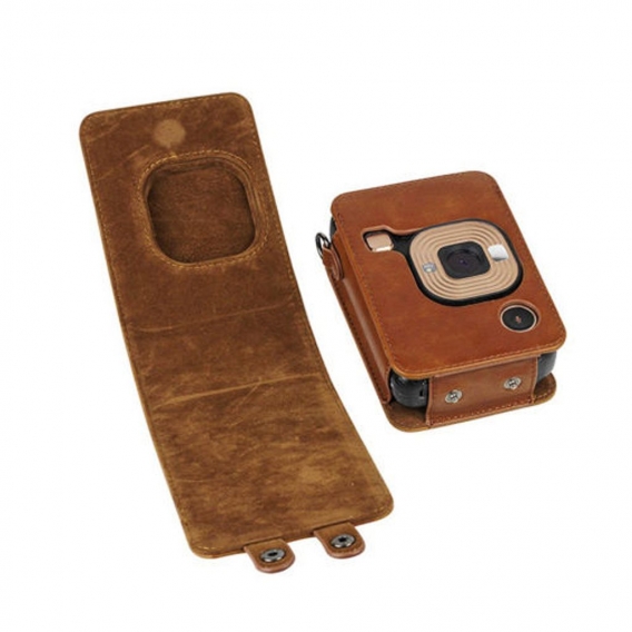 Sofortbildkamera-Tasche Ganzkörper-Schutzhülle aus Kunstleder für Mini Liplay Kompakte Größe mit Umhängeband Farbe Braun