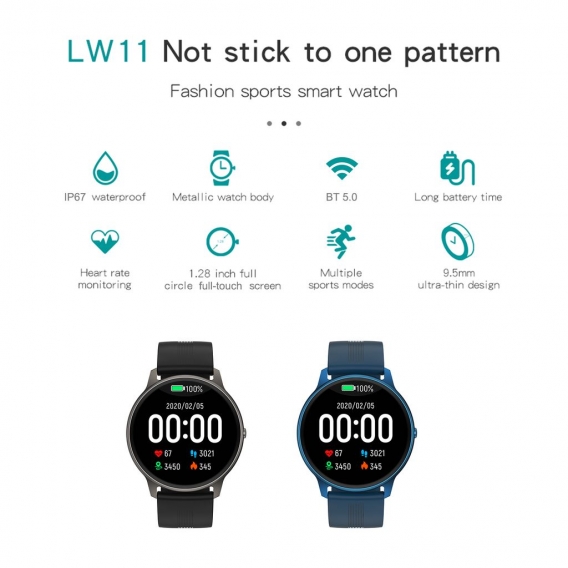 LW11 Smart Watch Sportuhr 1,28-Zoll-TFT-Bildschirm BT5.0 Fitness Tracker Smartwatches