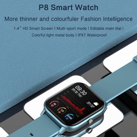 P8 Smart Watch Bluetooth Sportarmband Herzfrequenz Schlaf Blutdruckueberwachung APP-Steuerung fuer Outdoor-Sportarten Multi-Spor