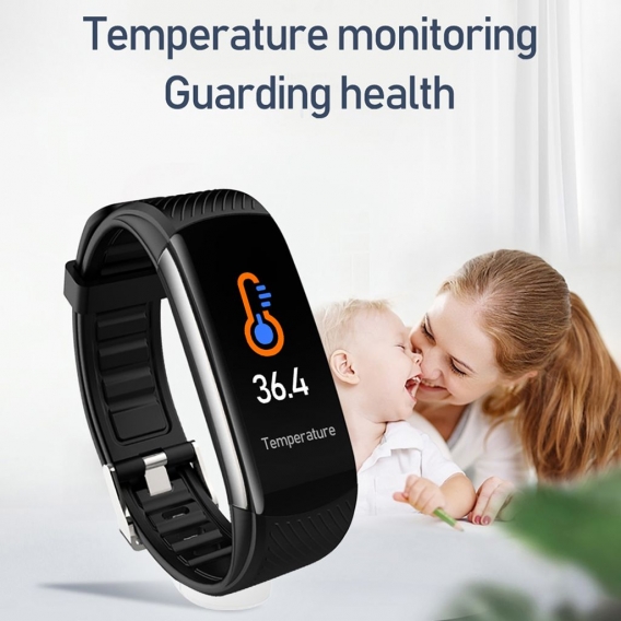 C6T Body Temperature Bracelet Uhr Smart Sports Bracelet IP67 Informationen Push Sleep Exercise Step Wasserdichtes Sports Smart B