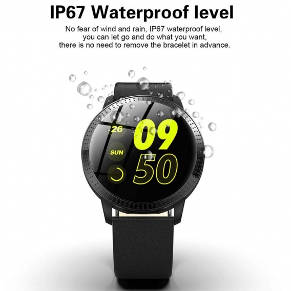 Outdoor Herzfrequenz Blutdruckmessgerät Bluetooth Smart Watch Sport Armband Silber Grau @ESSEN