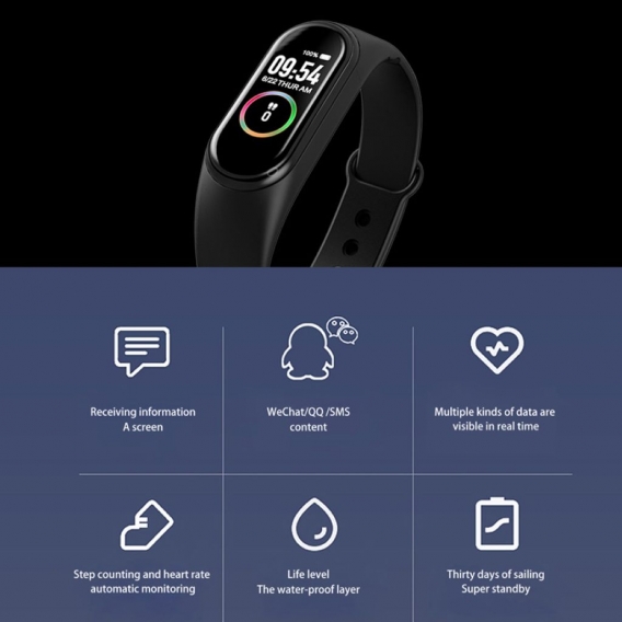 M4 WK Schlaf Pulsmessung Schrittzähler Bluetooth Sport Smart Bracelet Schwarz @ESSEN