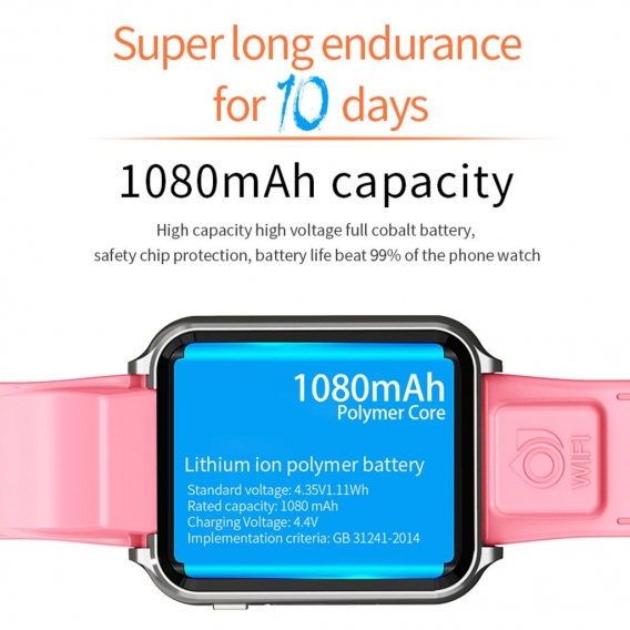 696 H1/W5 4G LTE Fitness Tracker Kinder/Kinder/Schš¹ler Smartwatch Blu