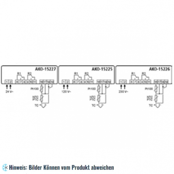 Kühlstellenregler AKO 15226, 2 Relais, 230V, DIN-Schiene