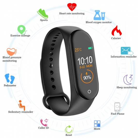 AcserGery M4 Bluetooth Smart Armband Wasserdicht Sport Fitness Tracker Schrittzähler Herzfrequenzuhr IOS Android