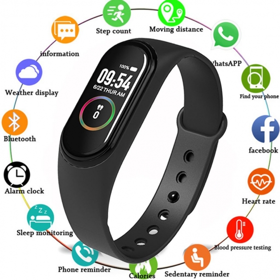 AcserGery M4 Bluetooth Smart Armband Wasserdicht Sport Fitness Tracker Schrittzähler Herzfrequenzuhr IOS Android