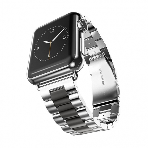 Ersatzarmband silber/schwarz Kompatibel mit Apple Watch 42mm 44mm 45mm Edelstahl Metall Armband kompatibel mit Watch Serie 7/6/5