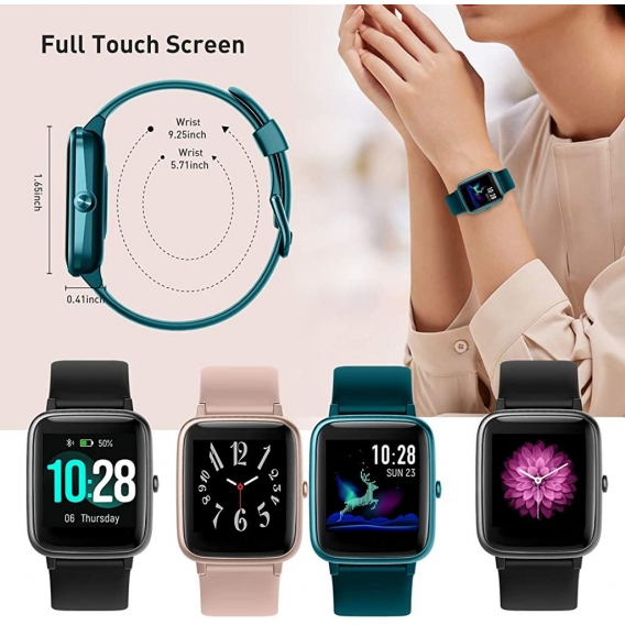 Pyzl Connected Watch Herren Damen. Smartwatch Kompatibel mit Samsung Huawei Android iOS Schrittzähler Sportuhr Herzfrequenz Wass