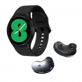 Samsung Bundle Galaxy Watch4 40mm Smartwatch + Galaxy Buds Live Kopfhörer, Farbe:Schwarz