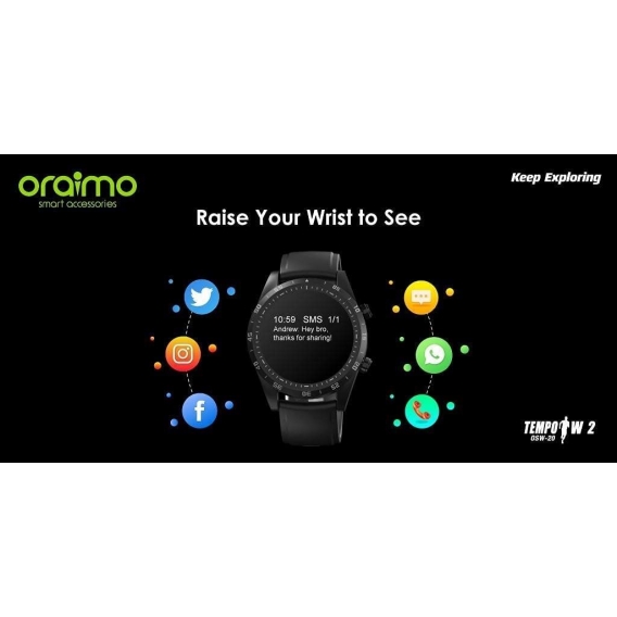 ORAIMO SmartWatch Fitnesstracker 1,28" 256MB IP67 Waterproof W2 OS-20 Black