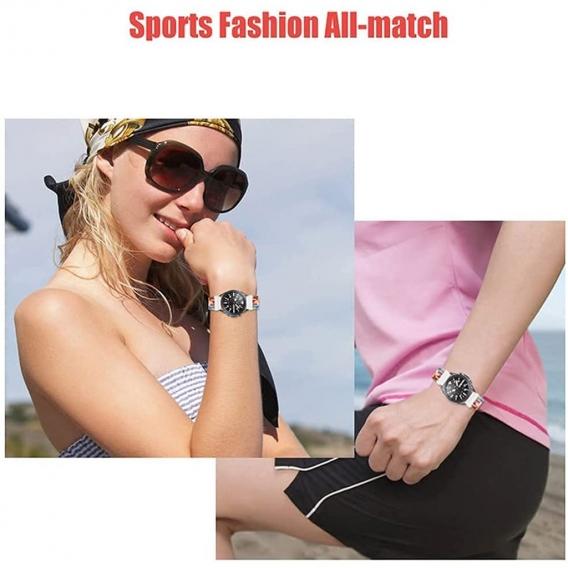 20mm Armband NylonKompatibel mit Samsung Watch Schnellwechsel Sport Uhrenarmband Elastisch Geflochtenes Ersatzarmbänder(Regenbog