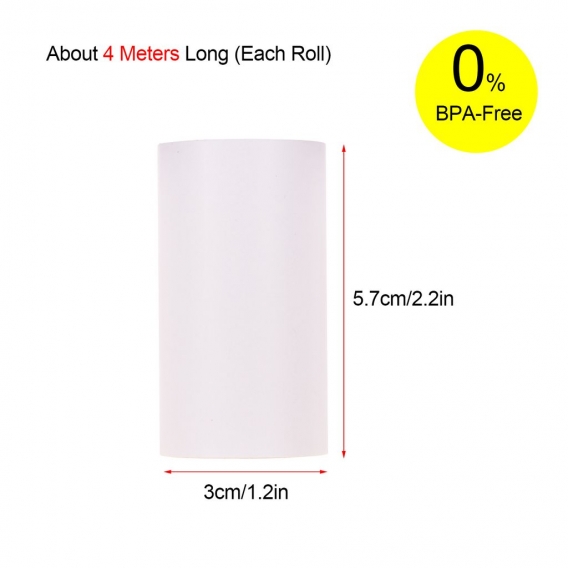 Poooli White Blank Klebriges Thermopapier Langlebige 10-jährige Papierrolle BPA-frei 57 * 30 mm (2,17 * 1,18 Zoll) 3 Rollen Komp