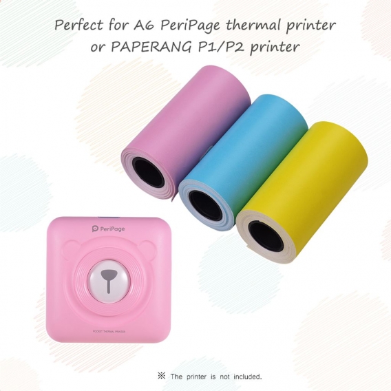 Bedruckbare Farbaufkleber Papierrolle Direktes Thermopapier mit selbstklebendem 57 * 30mm (2.17 * 1.18in) für PeriPage A6 Pocket