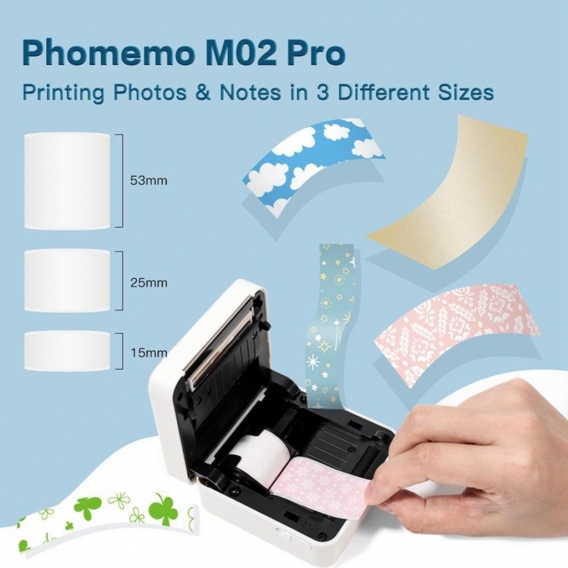 M02PRO Weiß 300dpi  Mini Fotodrucker, kabellos, Bluetooth-Thermodrucker,Thermischer Bluetooth-Drucker M02 Pro Pocker, Etikett Th