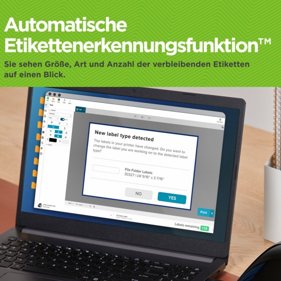 DYMO LabelWriter 550-Etikettendrucker | Etikettendrucker mit Thermodirektdruck | automatische Etikettenerkennung | druckt Adress