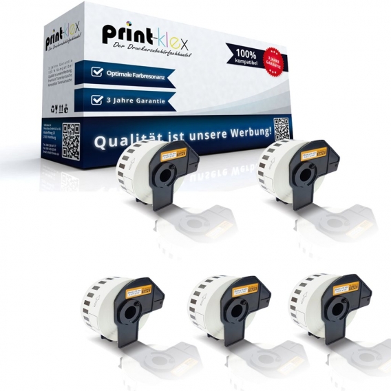 5x Kompatible Etiketten-Rollen für Brother P-Touch DK-22210 P-Touch QL 580 Series QL 650TD QL 700 QL 710W QL 720NW DK22210 30,48