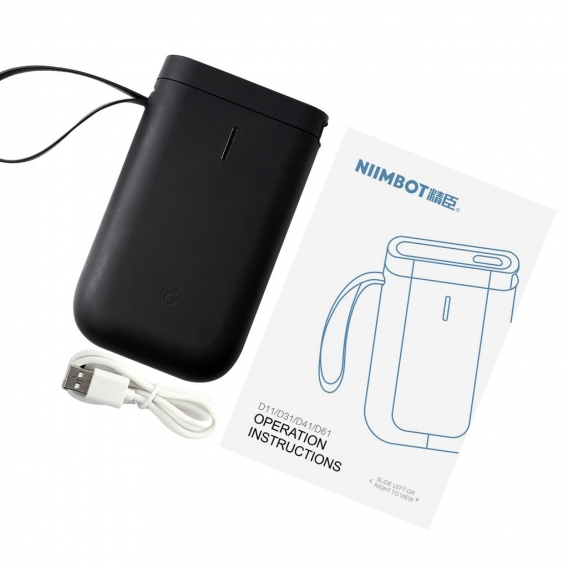 Niimbot D61 Tragbarer Thermodruck Etikettendrucker über Bluetooth Drahtlose Verbindung, Schwarz