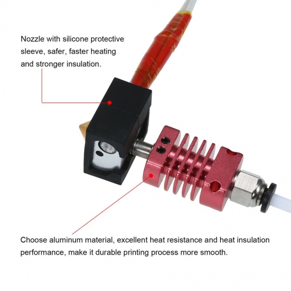 Tronxy 3D Upgrade-Teile MK10 Extruder-Hotend-Kit mit Aluminiumheizblock 0,4 mm Düse Kompatibel mit X5SA / X5SA pro / XY-2 pro 3D