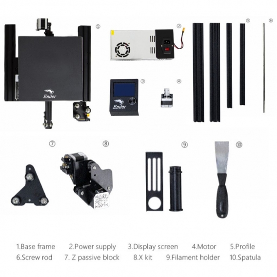 Creality 3D® Ender-3 Prusa I3 DIY 3D-Druckerkit 220 x 220 x 250 mm Druckgröße mit Power Resume-Funktion / V-Steckplatz mit POM-R