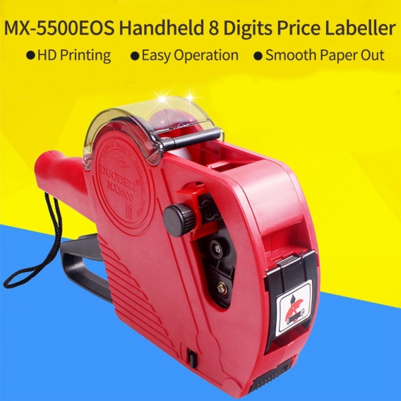 MX-5500EOS Handheld 8-stelliger Preis Labeller Label Maker Pricing Machine mit Etikettenrolle und Tintenwalze fuer Buero Superma