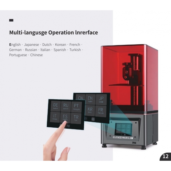 ELEGOO Mars 2 Pro 3D-Drucker Mono MSLA UV Photocuring LCD Resin 2K Monochrom