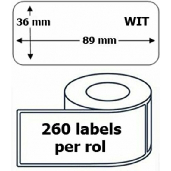 8 x Dymo 99010 kompatible Etiketten 89 mm x 28 mm - 260 Etiketten pro Rolle